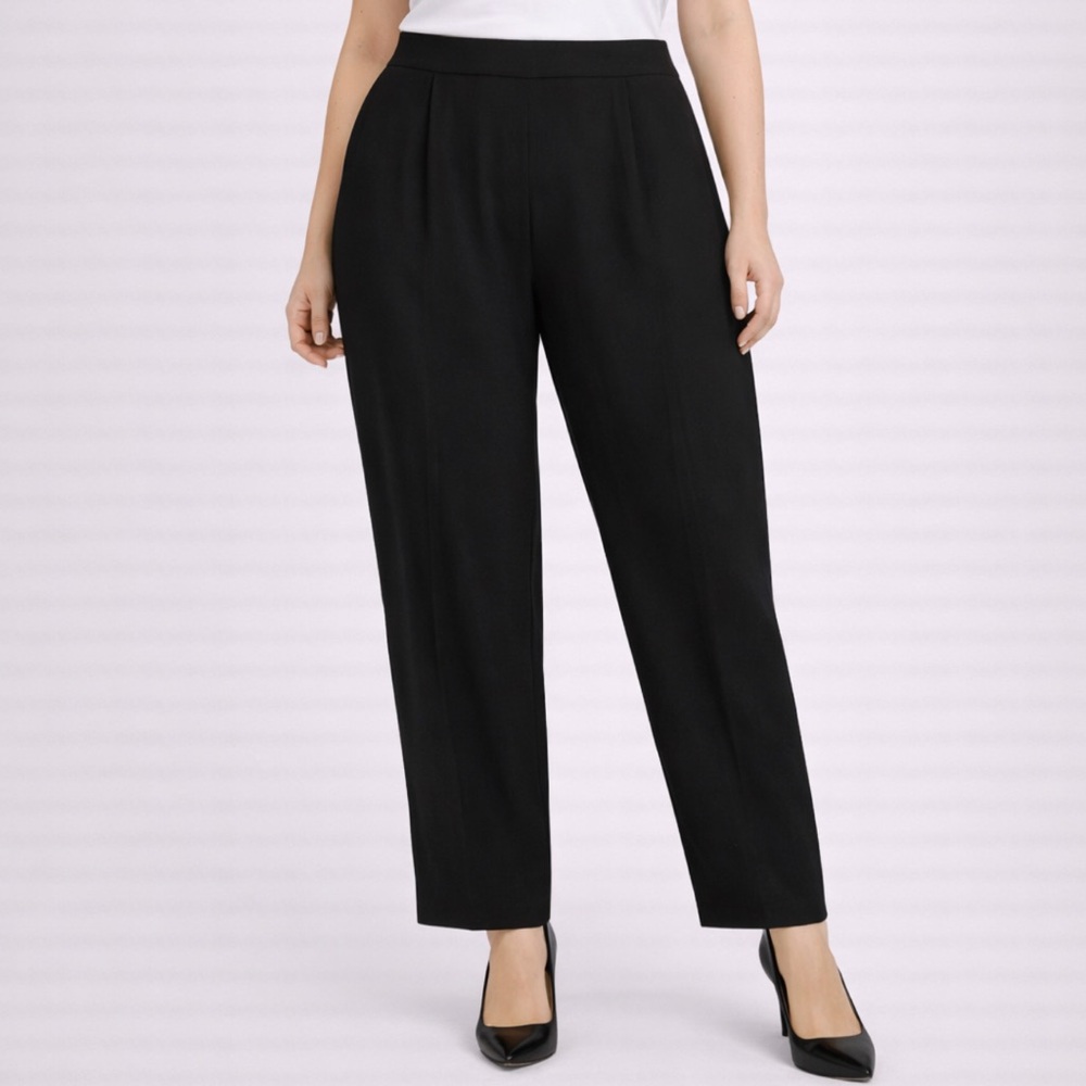 MSK Black Wide Leg Cropped Pants Elastic Waist Dressy Minimal Chic - Size 1X